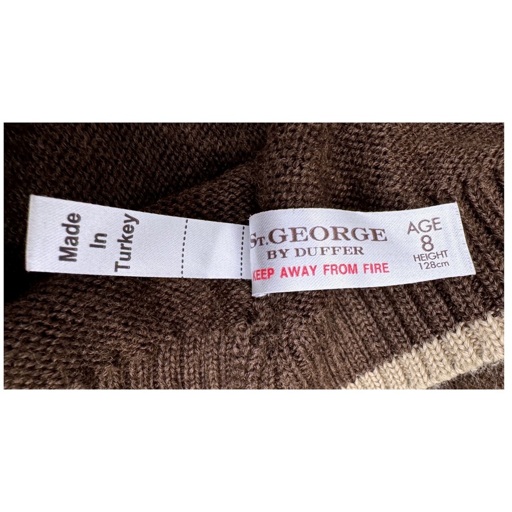 St. George by Duffer Quarter Zip Wool Blend Sweater Size 8 Brown Boys Pullover - Picture 6 of 6